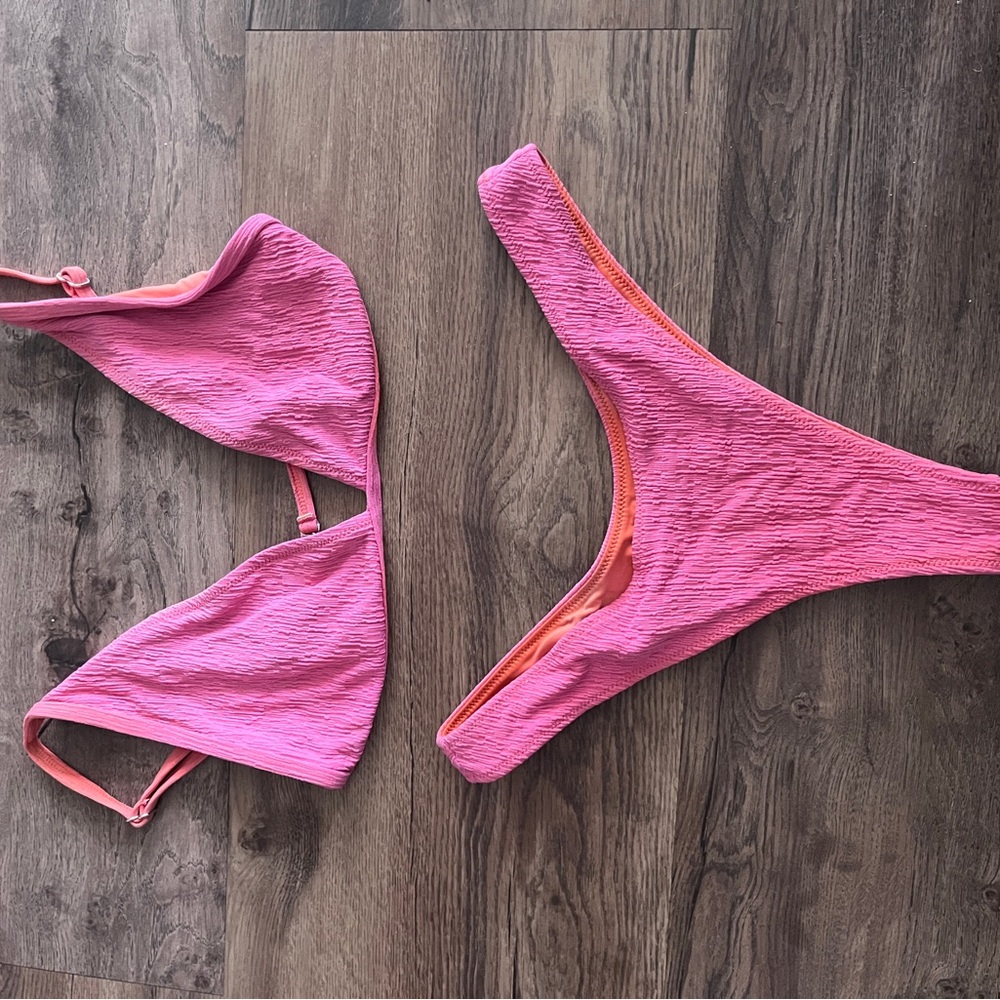 TJ Swim Pink Textured Bikini